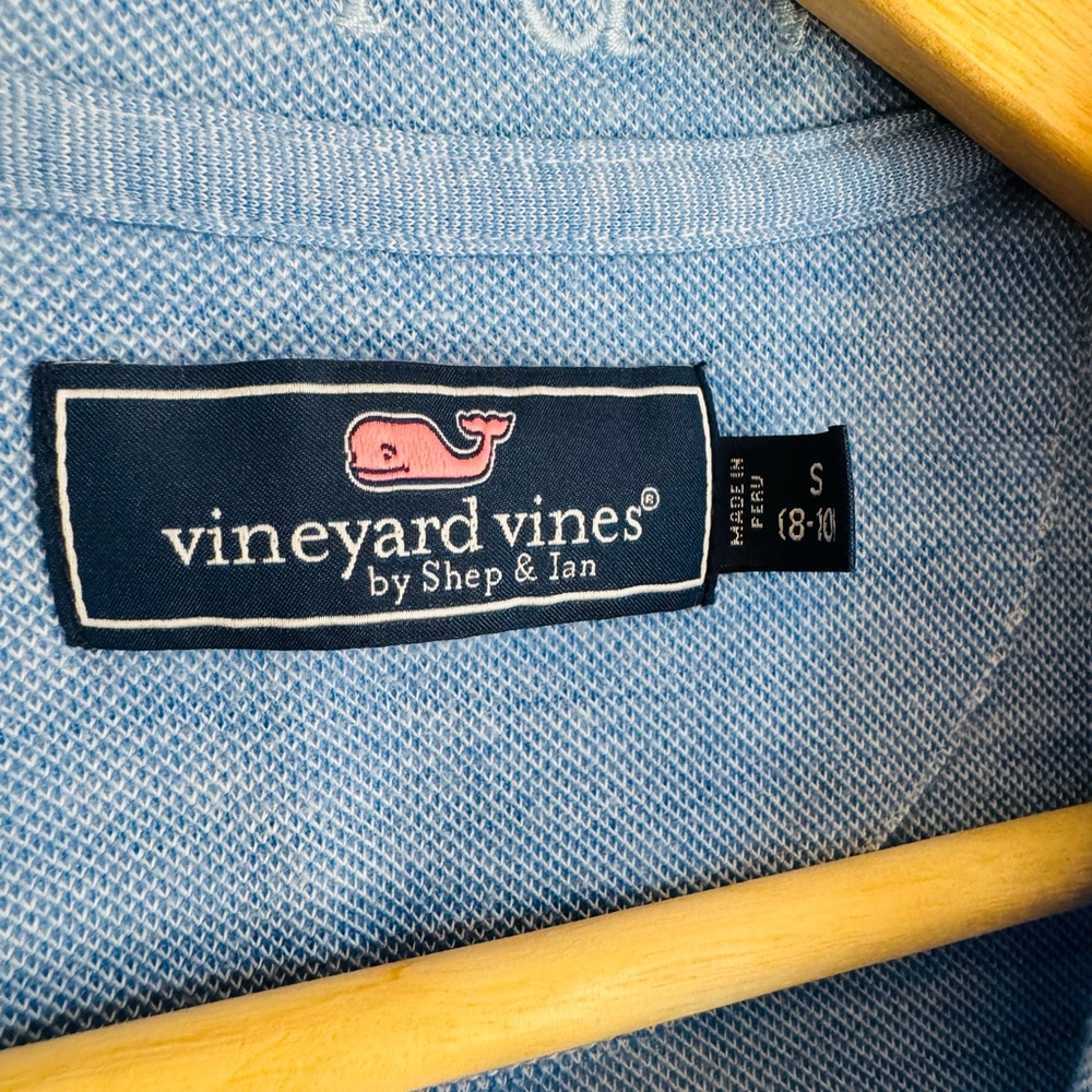 Vineyard Vines Kids Quarter Zip Pullover Blue White Stripe Whale Logo S (8–10) - Picture 5 of 9